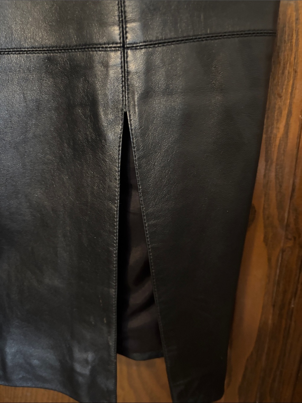 Ferragamo Black Leather Strap knee length dress - Picture 4 of 5